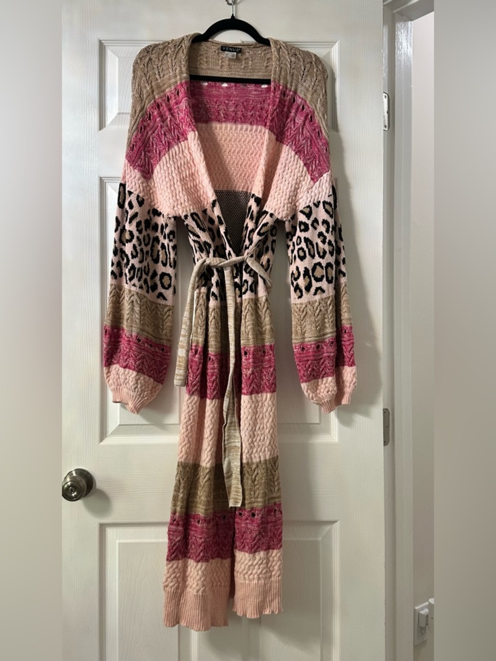 VENUS Beige Knit Sweater Kimono Duster